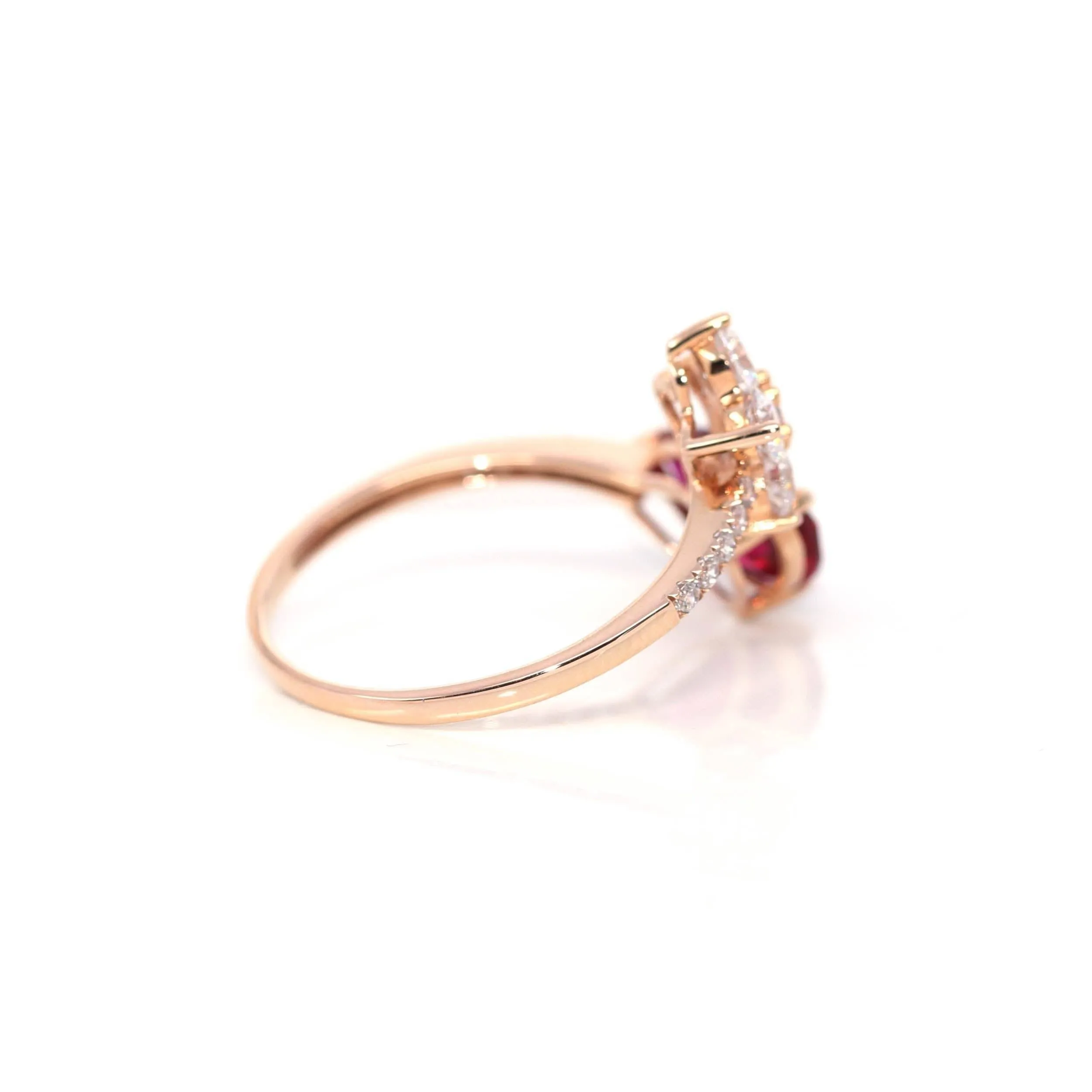 18k Rose Gold Lab-Created Ruby Ring With CZ