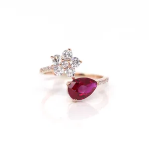 18k Rose Gold Lab-Created Ruby Ring With CZ