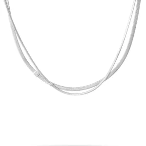 18K White Gold and Diamond Two Strand Necklace