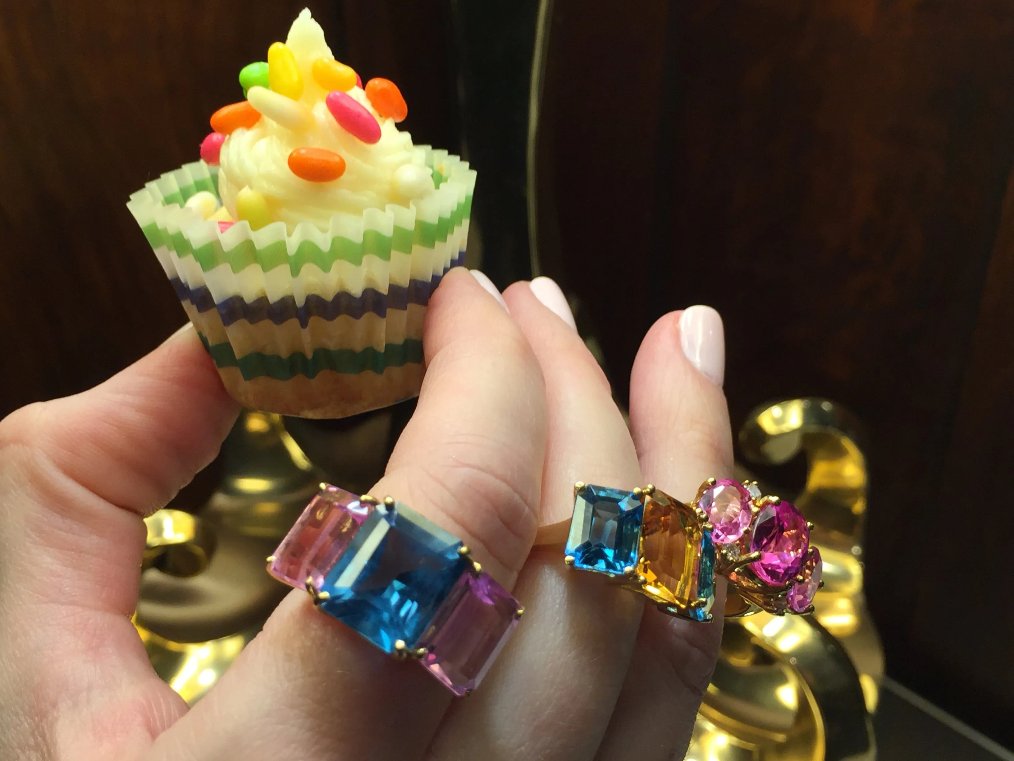 18kt Yellow Gold Emerald Cut Ring With Citrine and Peridot