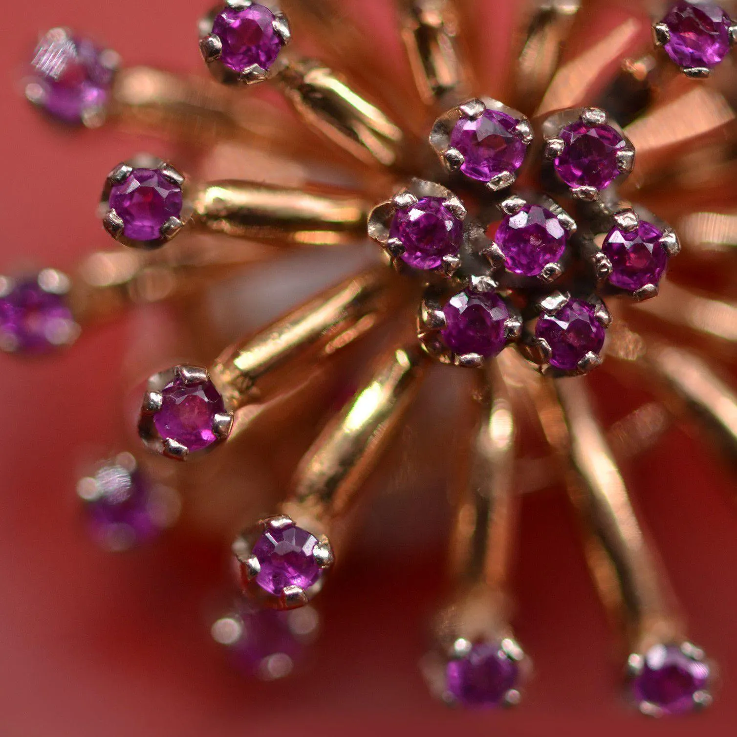 1950s Ruby 18 Karat Yellow Gold Flower Earrings