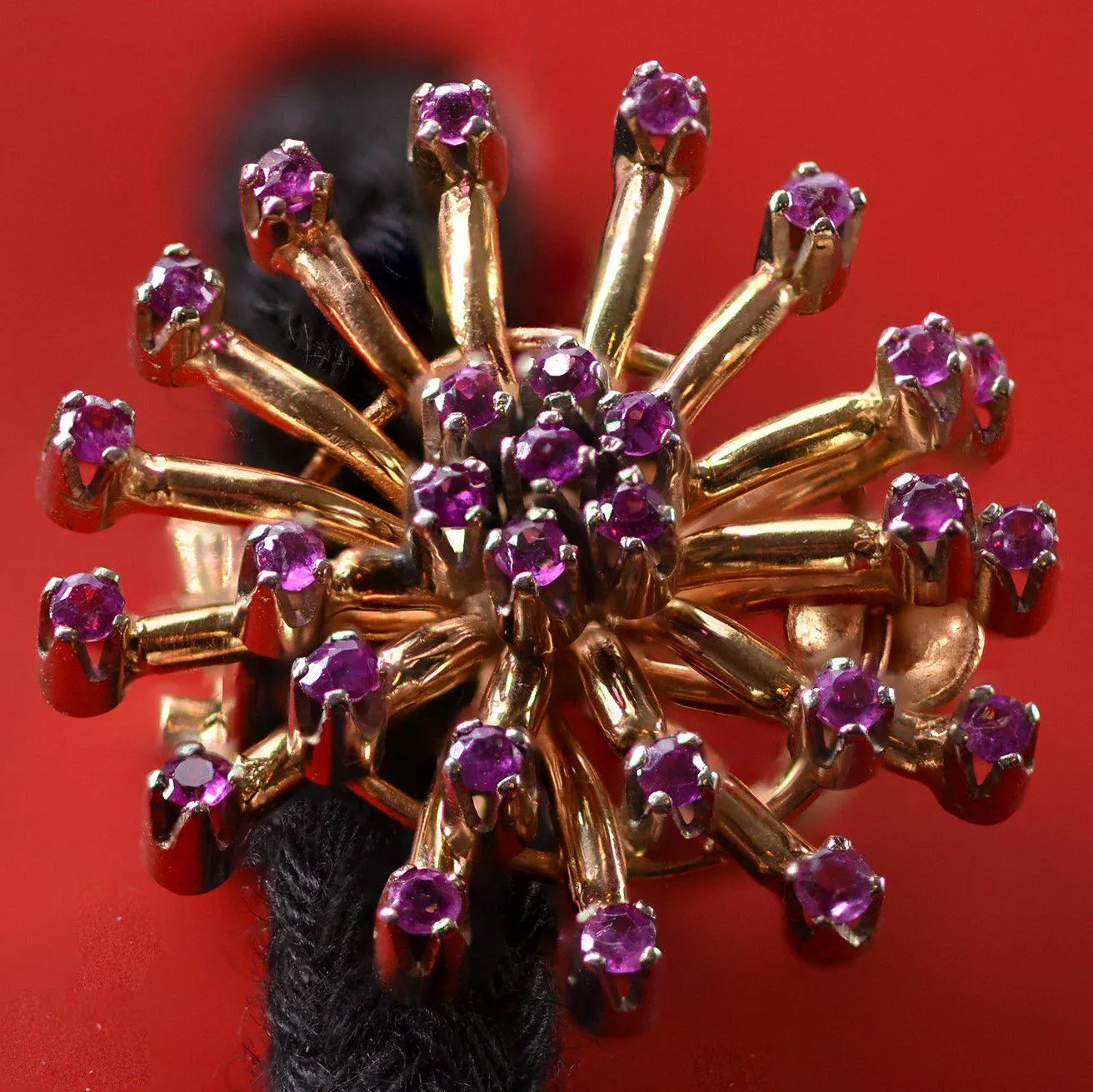 1950s Ruby 18 Karat Yellow Gold Flower Earrings