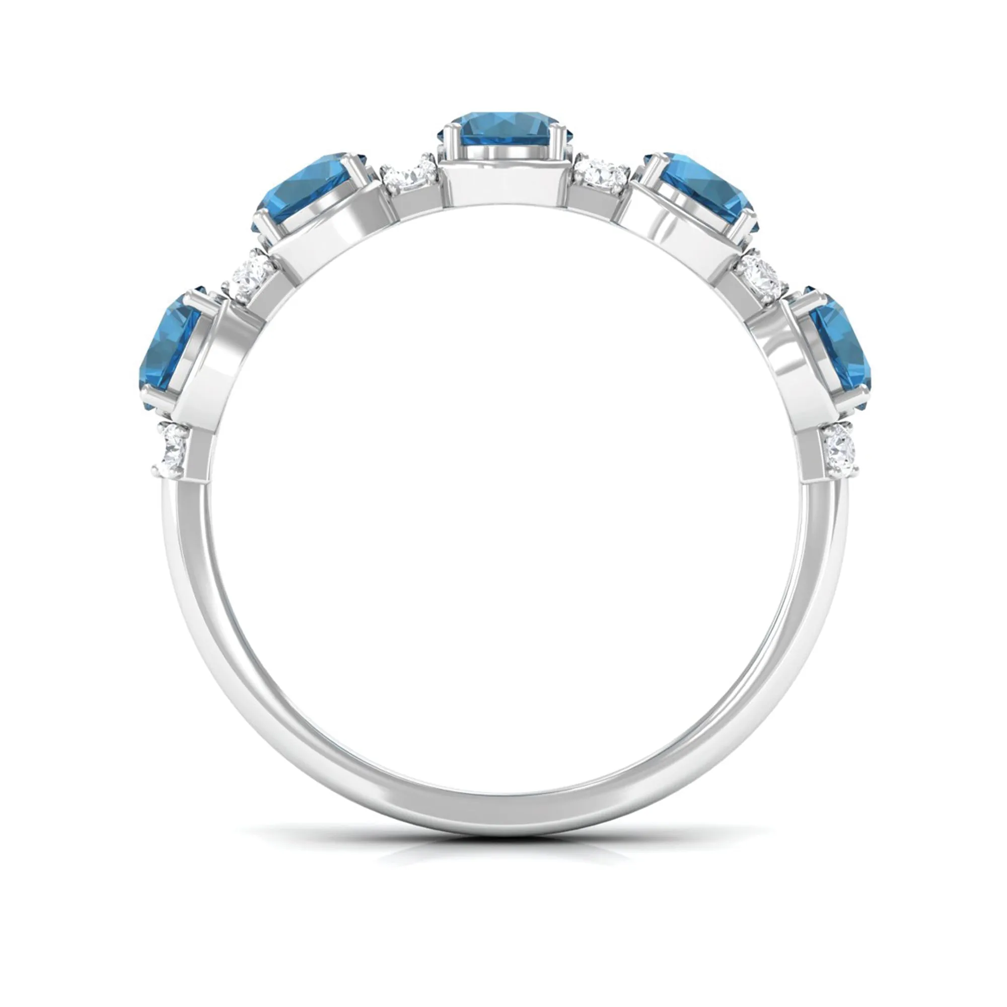 2 CT London Blue Topaz and Diamond Half Eternity Ring