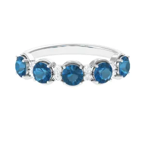 2 CT London Blue Topaz and Diamond Half Eternity Ring