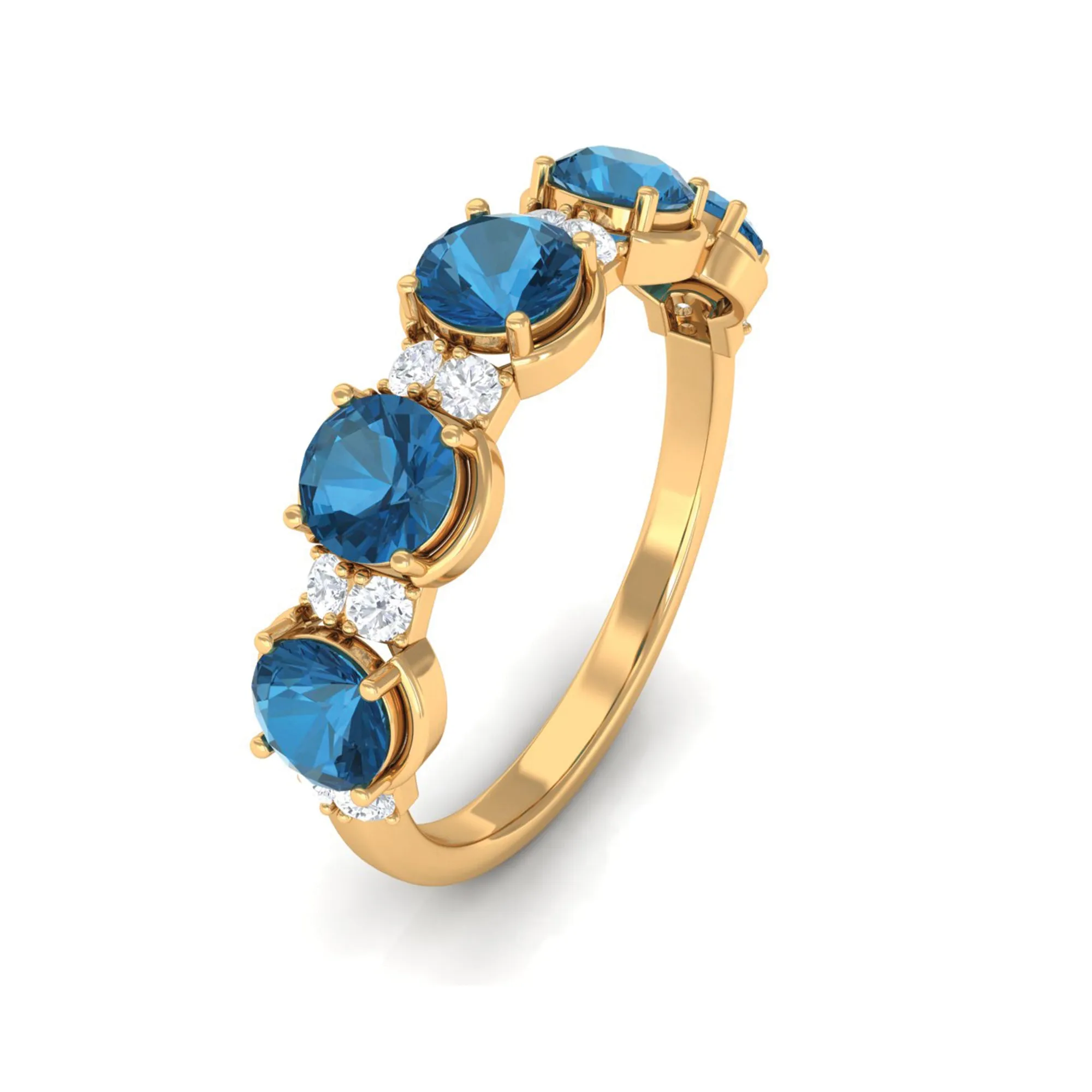 2 CT London Blue Topaz and Diamond Half Eternity Ring