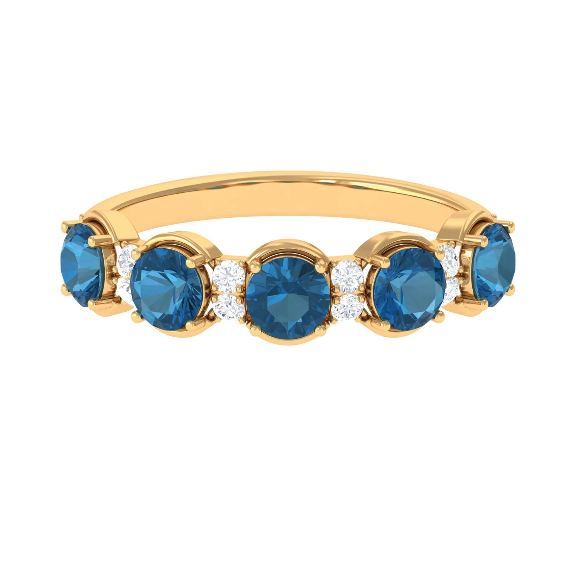 2 CT London Blue Topaz and Diamond Half Eternity Ring