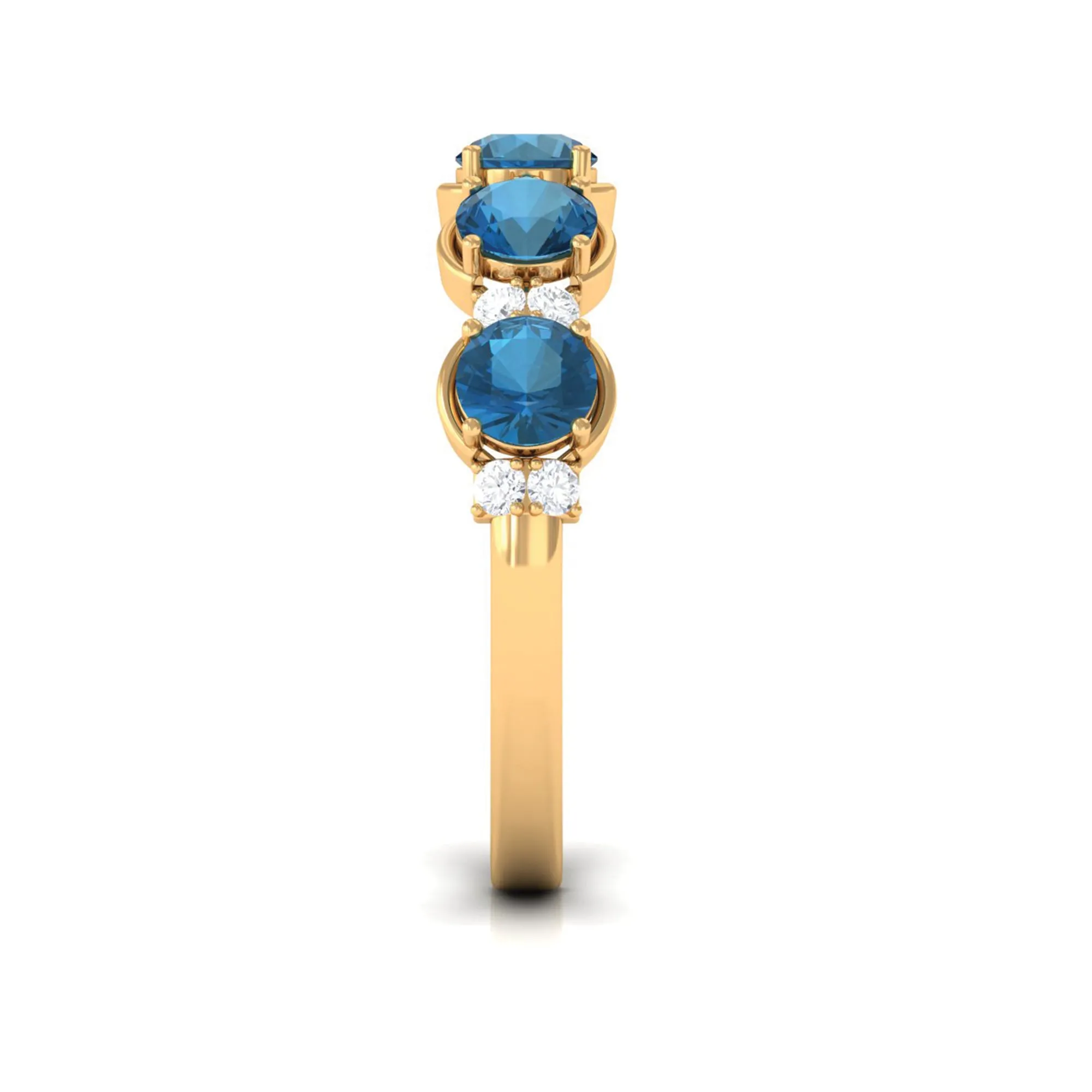 2 CT London Blue Topaz and Diamond Half Eternity Ring