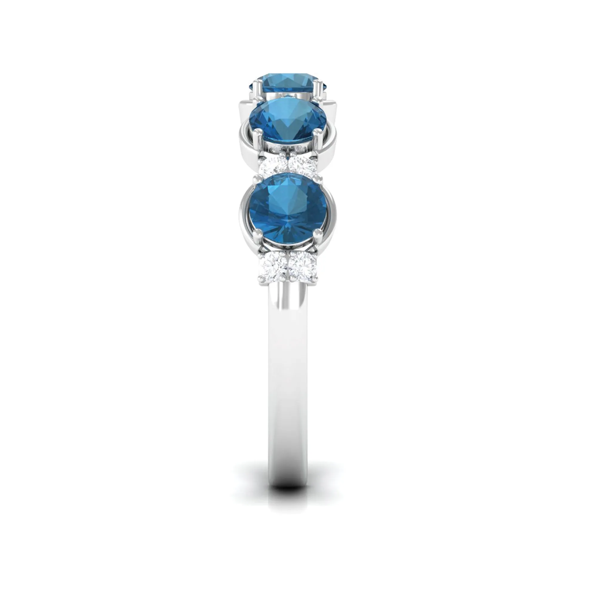 2 CT London Blue Topaz and Diamond Half Eternity Ring