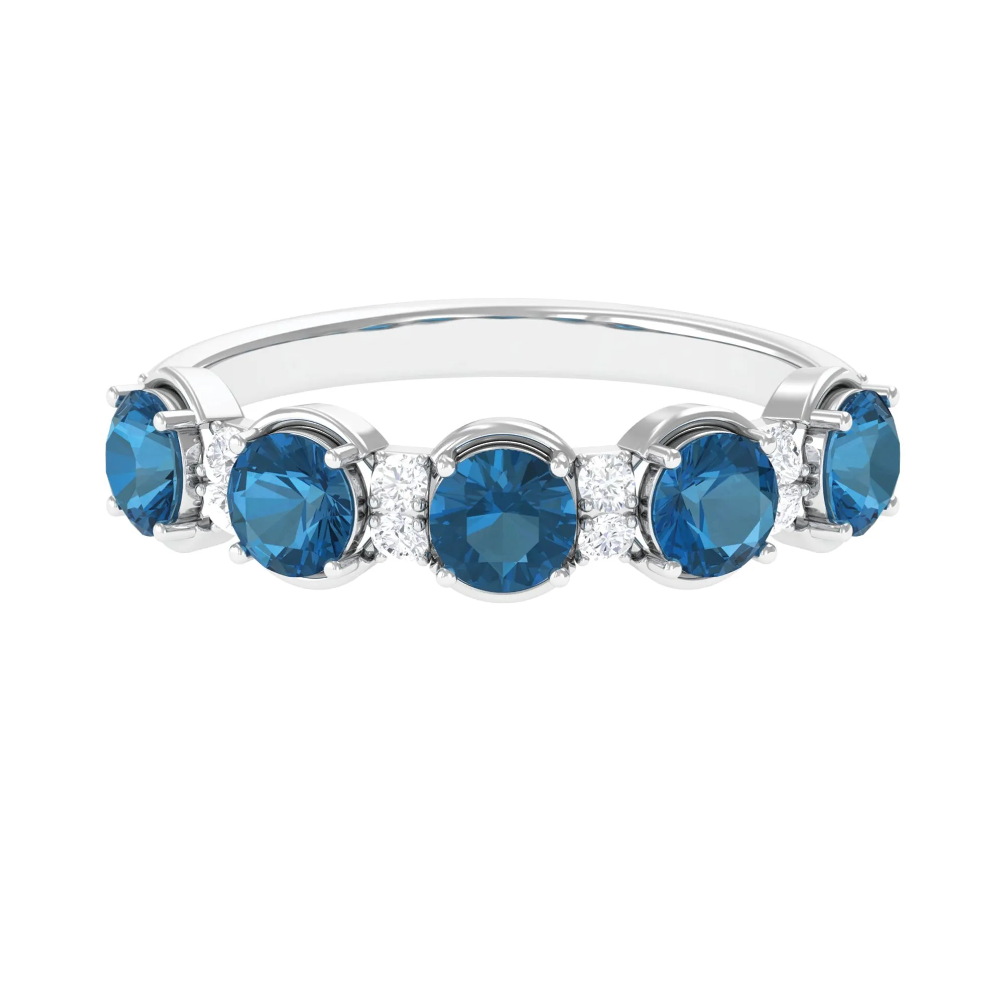 2 CT London Blue Topaz and Diamond Half Eternity Ring