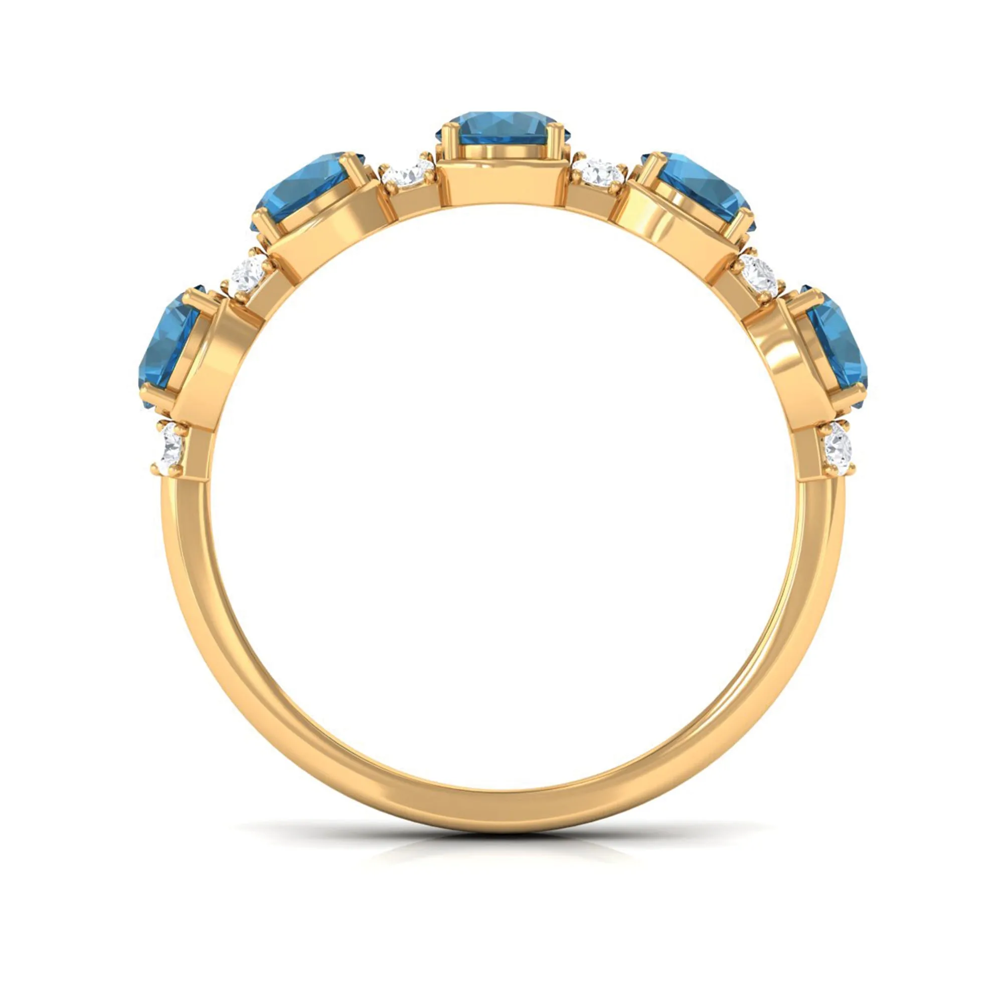 2 CT London Blue Topaz and Diamond Half Eternity Ring