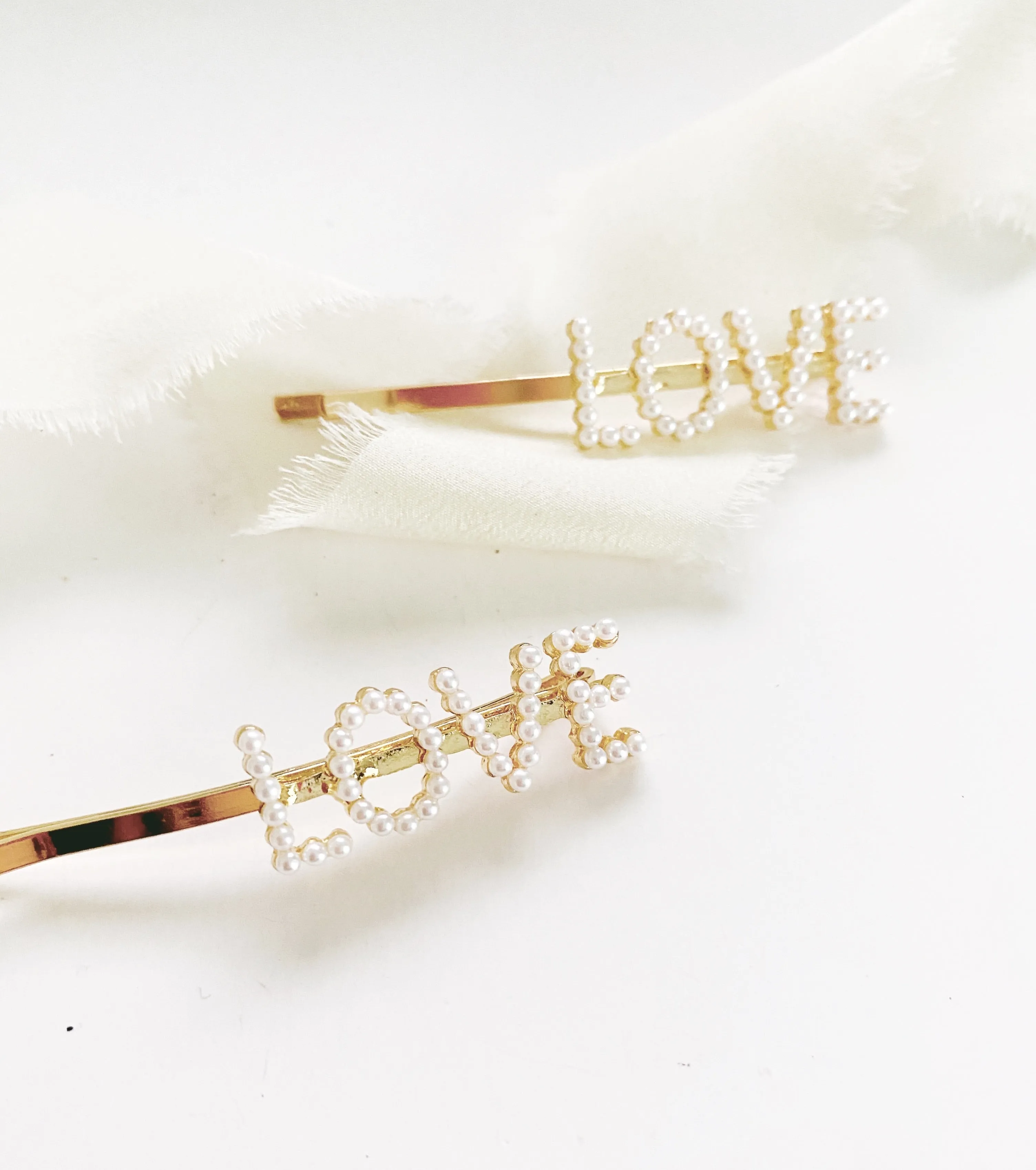 2 Piece Pearl LOVE Hair Clip Barrette Set