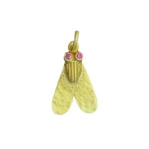 24k Gold Over Sterling Silver & Ruby Fly Charm