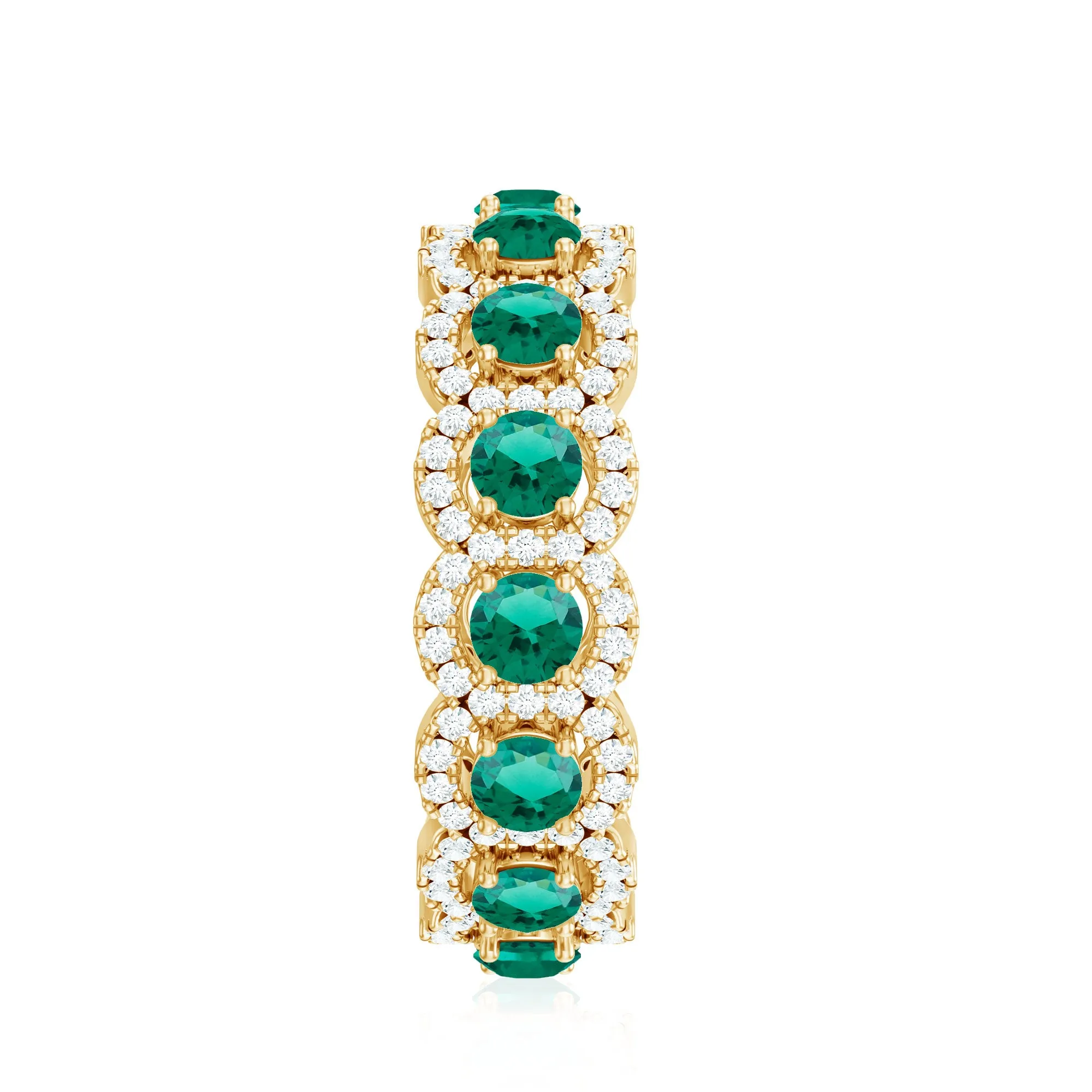 2.5 CT Lab Created Emerald And Moissanite Wide Wedding Band