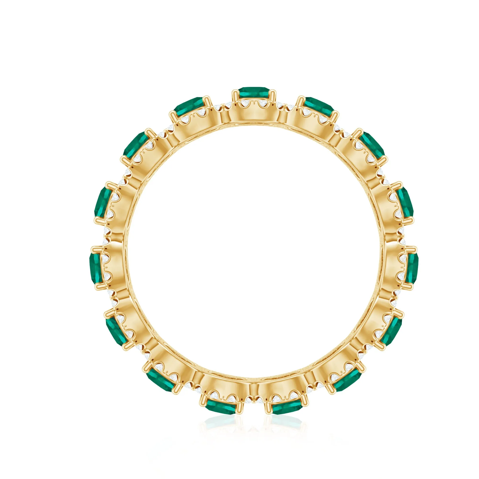 2.5 CT Lab Created Emerald And Moissanite Wide Wedding Band