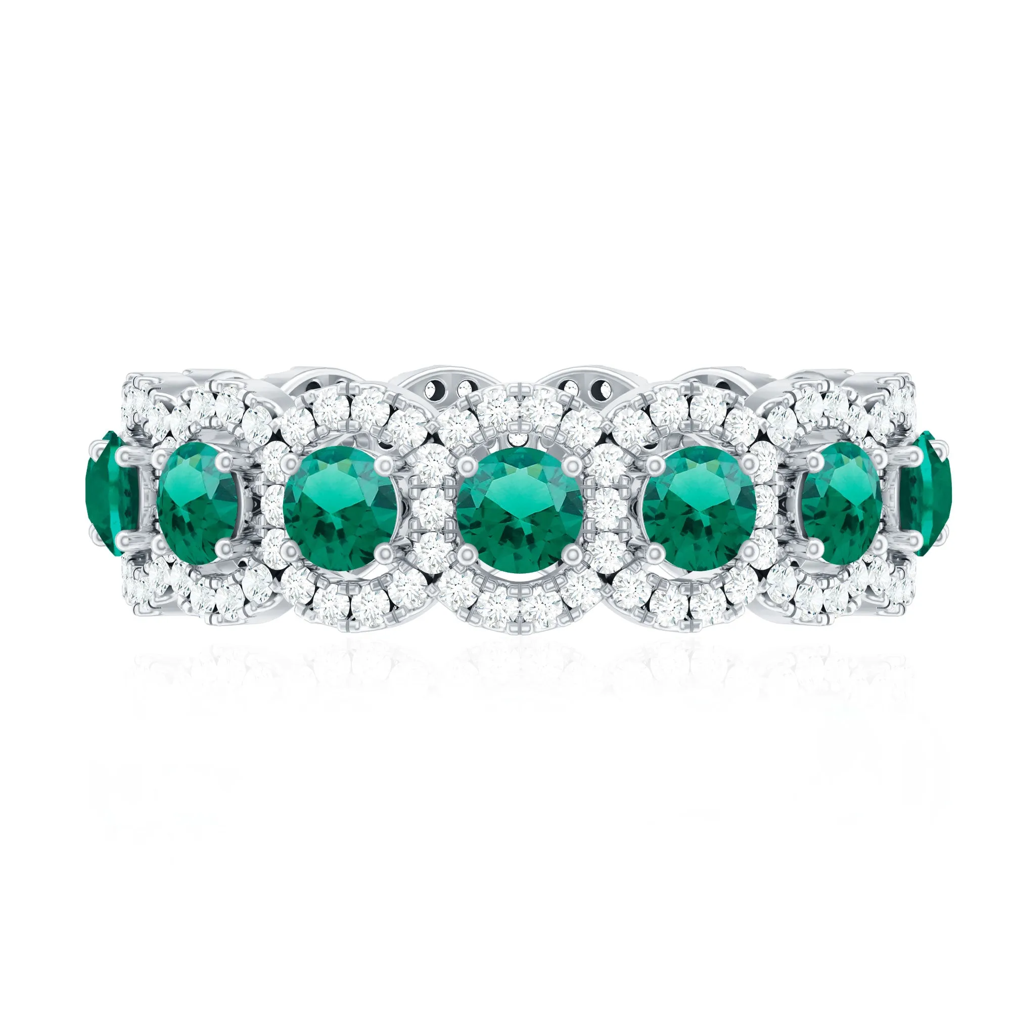 2.5 CT Lab Created Emerald And Moissanite Wide Wedding Band