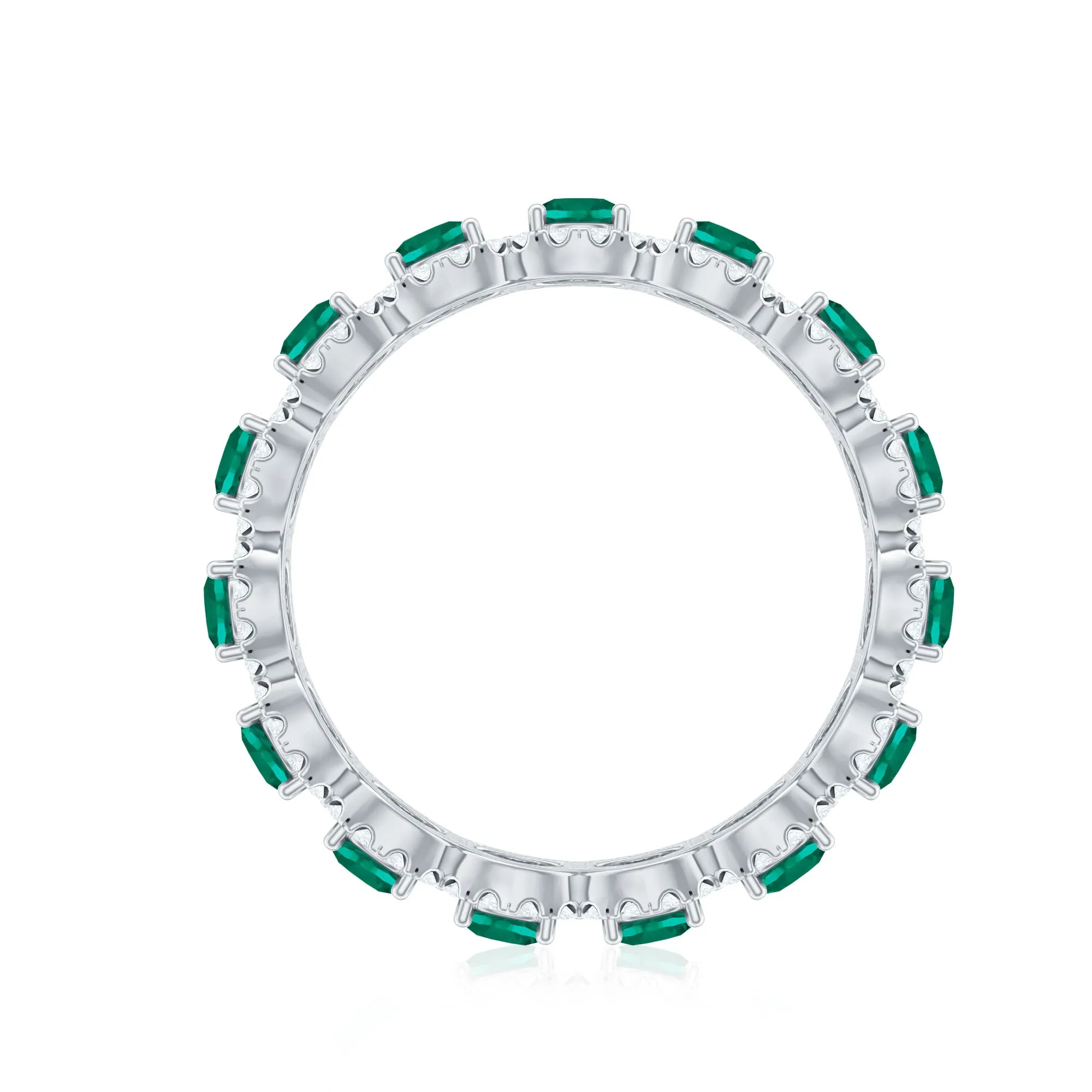 2.5 CT Lab Created Emerald And Moissanite Wide Wedding Band