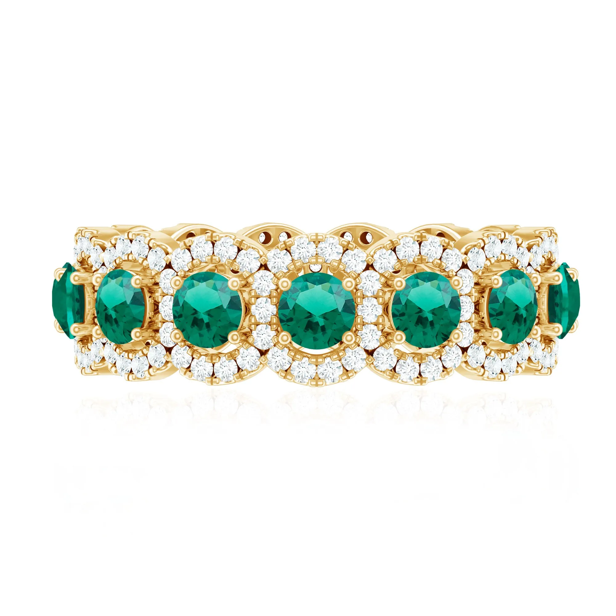 2.5 CT Lab Created Emerald And Moissanite Wide Wedding Band