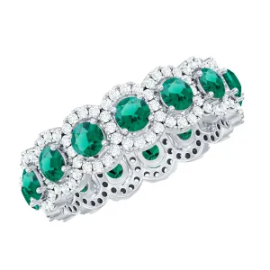 2.5 CT Lab Created Emerald And Moissanite Wide Wedding Band