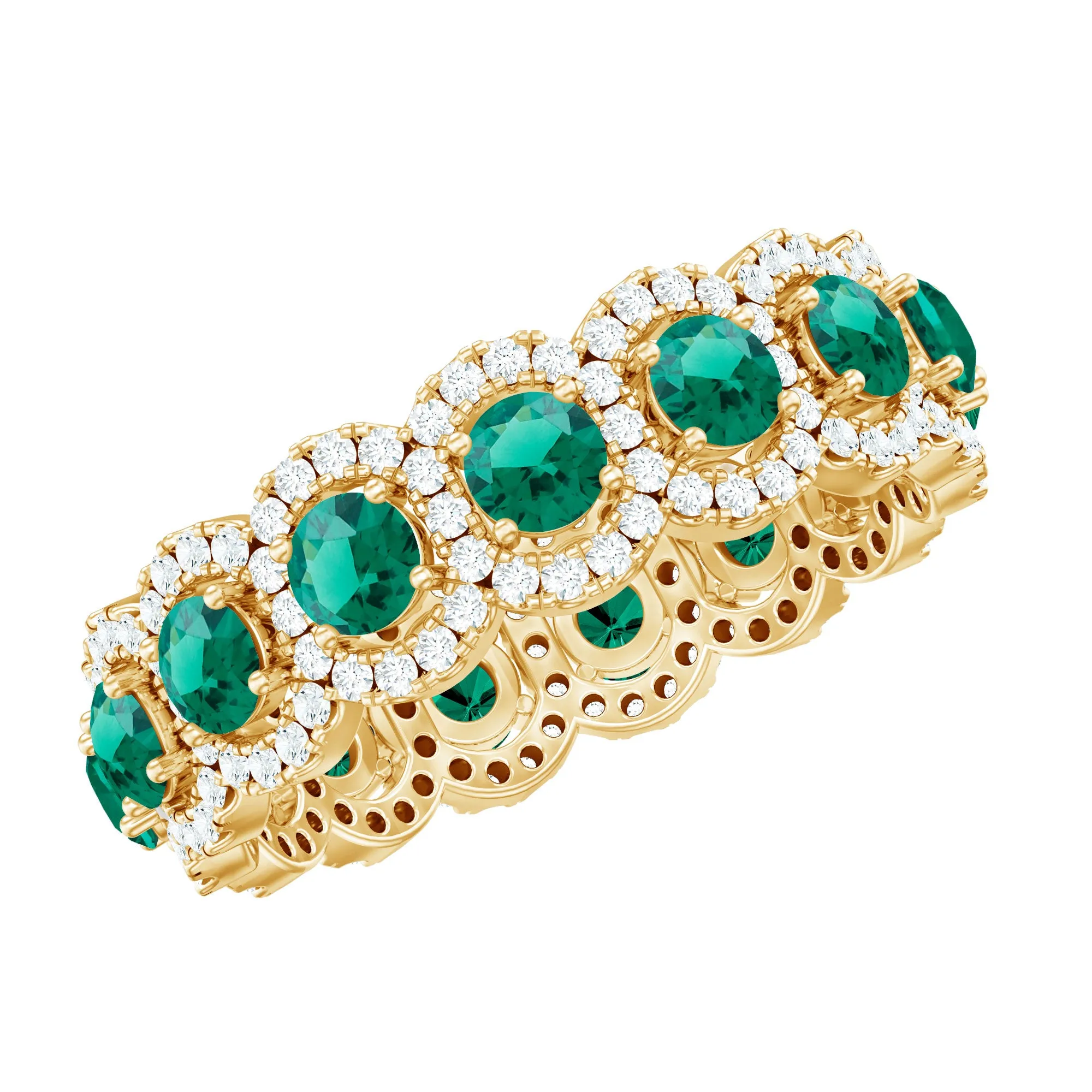 2.5 CT Lab Created Emerald And Moissanite Wide Wedding Band