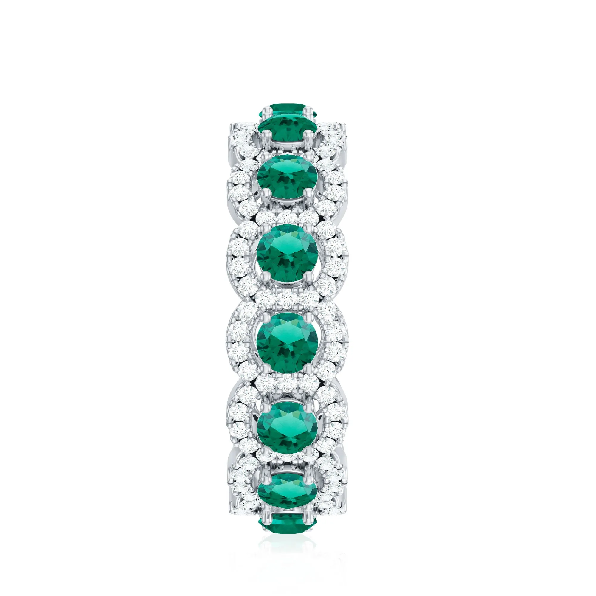 2.5 CT Lab Created Emerald And Moissanite Wide Wedding Band