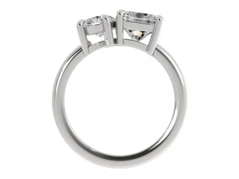 2.58ct Toi Et Moi Ring with Pear and Cushion