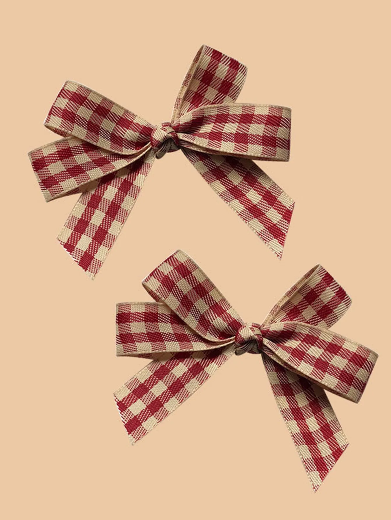 2pcs Plaid Pattern Bow Decor Hair Clip for Women Barrette Styling Hair