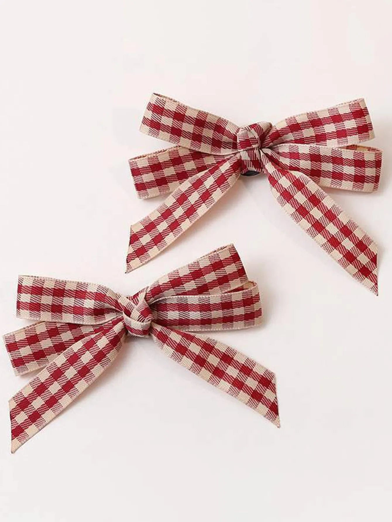 2pcs Plaid Pattern Bow Decor Hair Clip for Women Barrette Styling Hair