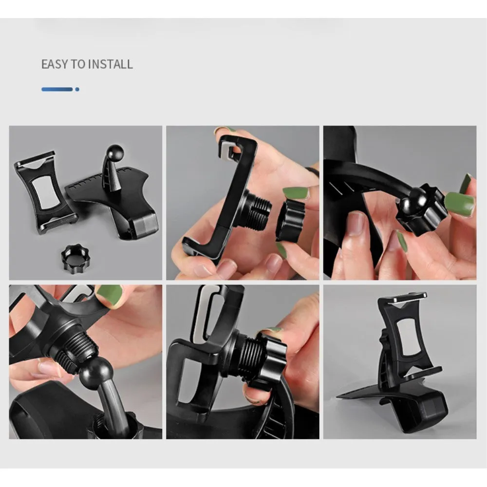 3 in 1 Car GPS Smartphone Holder: Dashboard / Visor Clamp   AC Grid Clip for Zopo ZP200 , Shining Plus, Royal Shining - Black