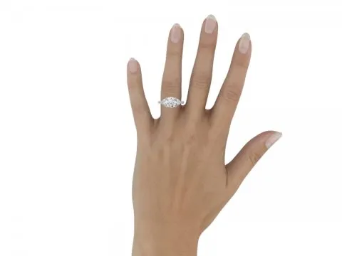 3.26ct Round Three Stone Ring with Trillion Side Stones