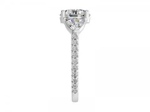 3.26ct Round Three Stone Ring with Trillion Side Stones