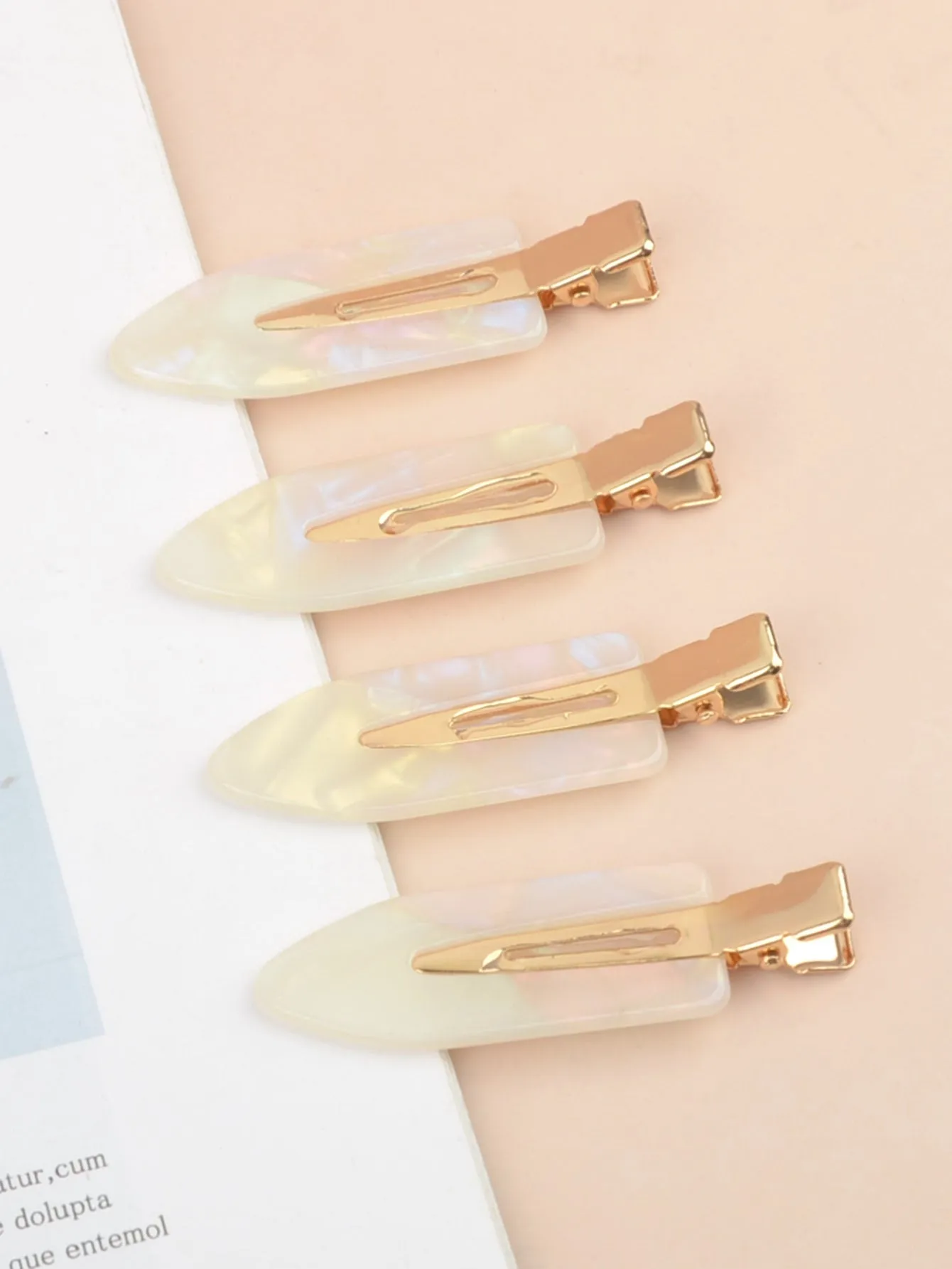 4pcs Pearly Effect Alligator Hair Clip for Women Barrette Styling Hair