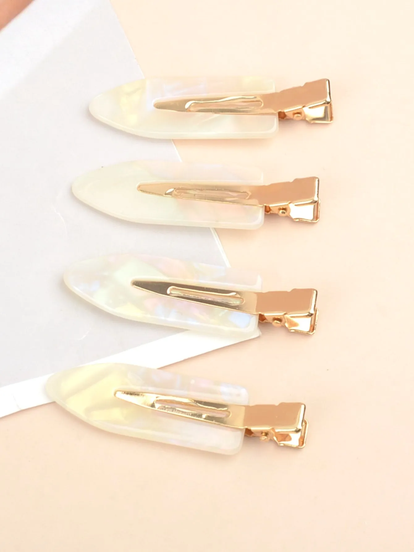 4pcs Pearly Effect Alligator Hair Clip for Women Barrette Styling Hair