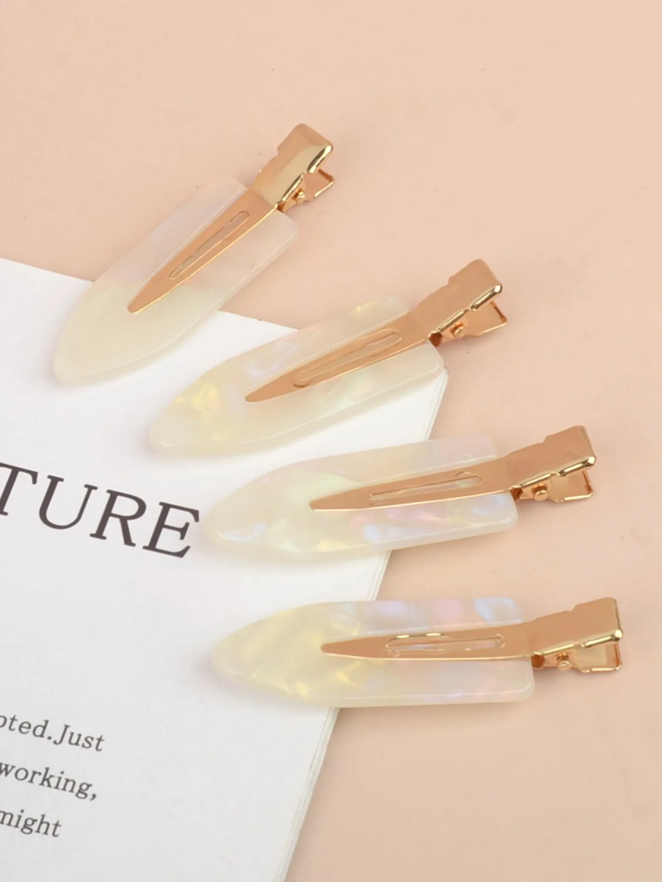 4pcs Pearly Effect Alligator Hair Clip for Women Barrette Styling Hair