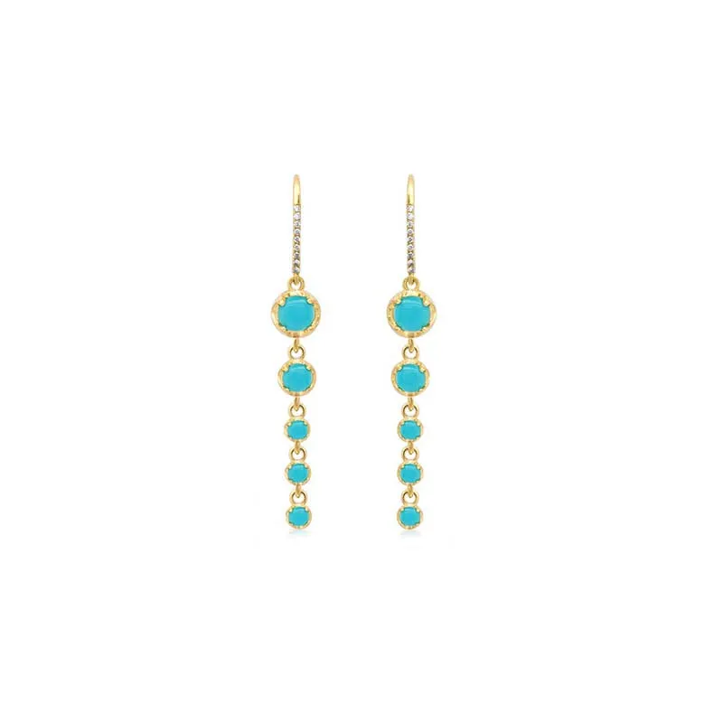 5 Graduated Illusion Set Turquoise Earrings