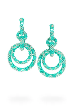 5 Hoop Earings - Turquoise Crystal