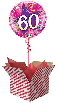 60th Shining Star Hot Pink Birthday Balloon