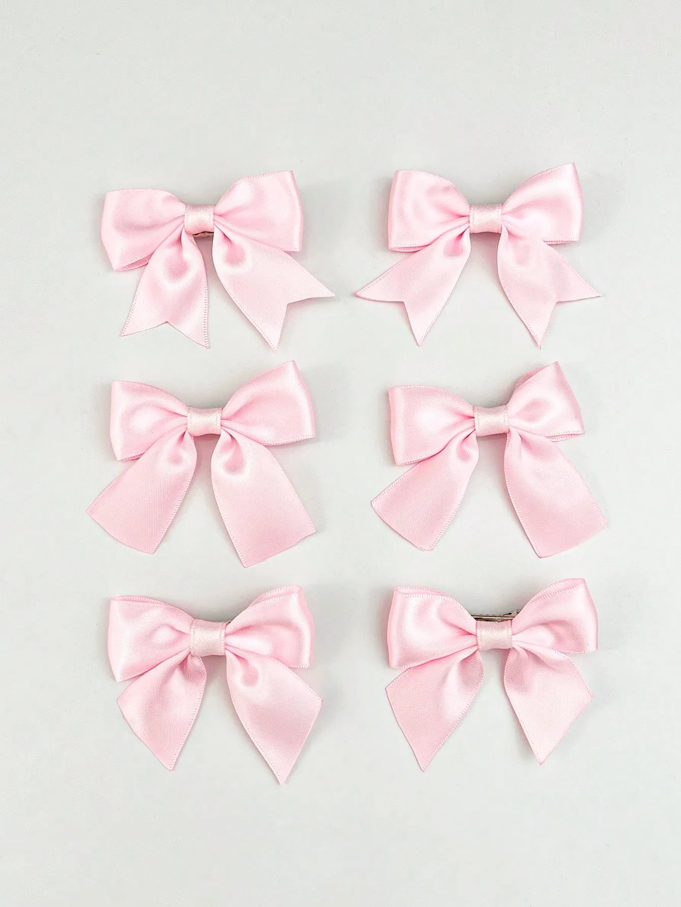 6pcs Women's Pink Satin Ribbon Ballet Style Bow Hair Clips for Women Barrette
