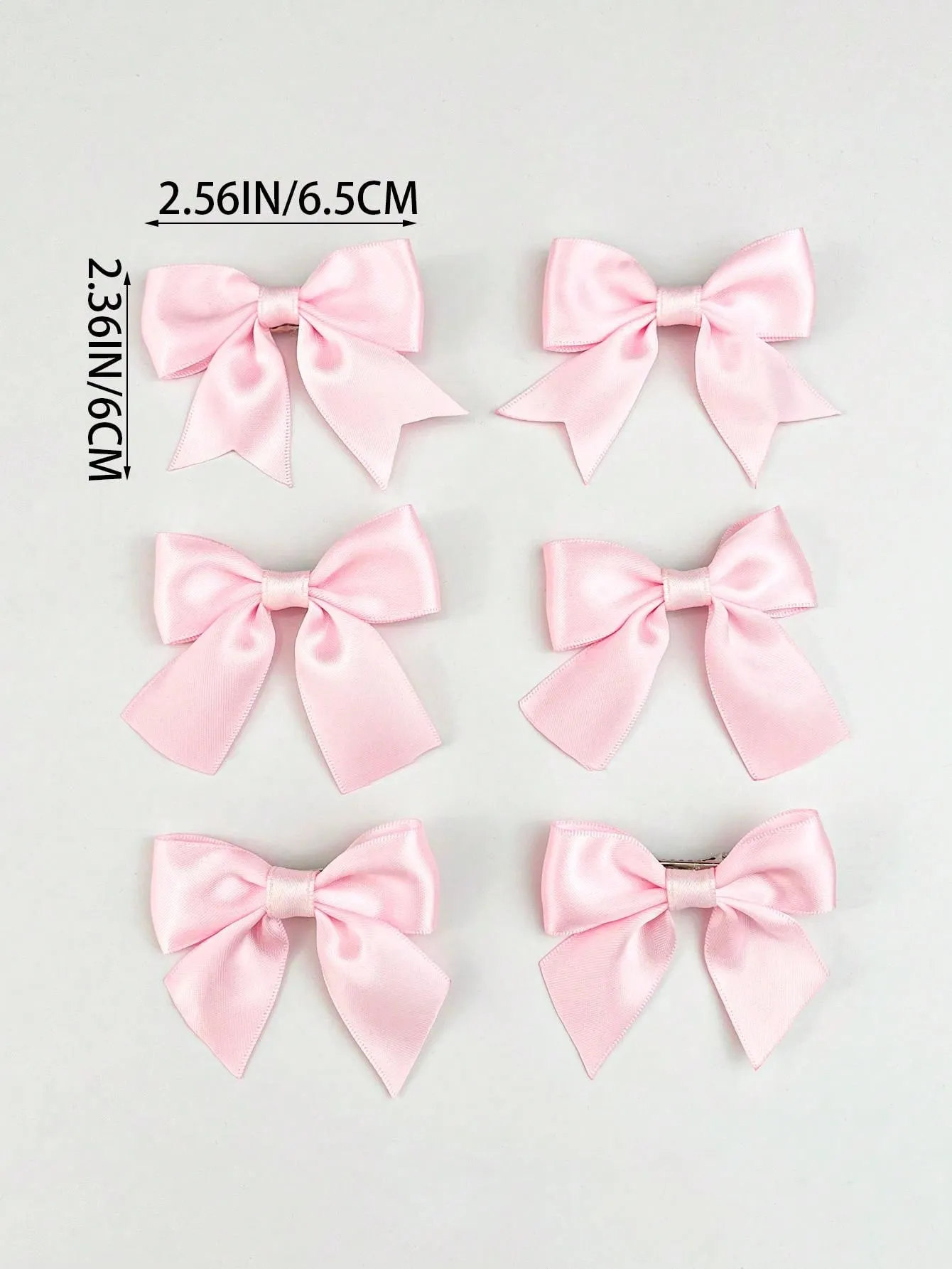 6pcs Women's Pink Satin Ribbon Ballet Style Bow Hair Clips for Women Barrette