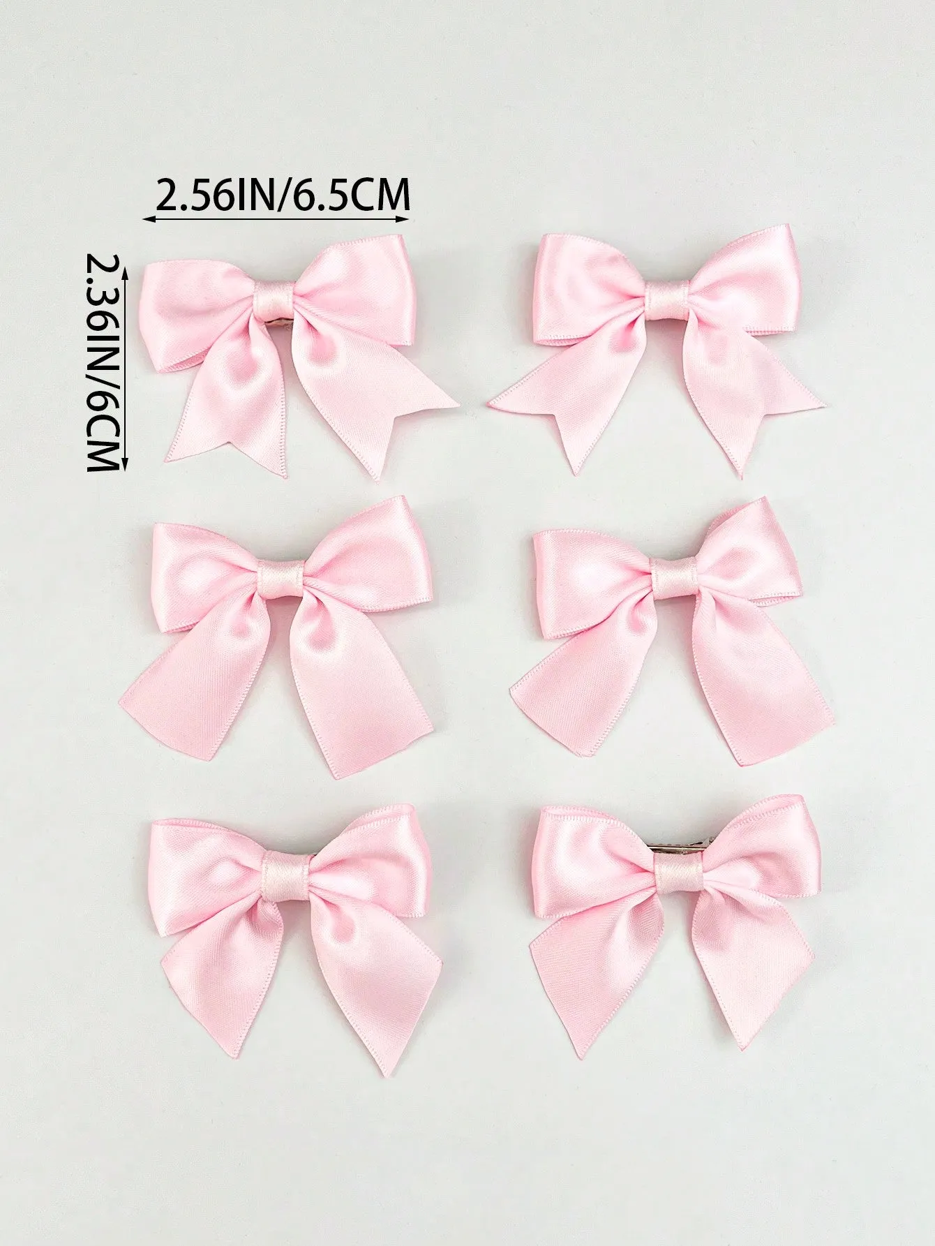 6pcs Women's Pink Satin Ribbon Ballet Style Bow Hair Clips for Women Barrette