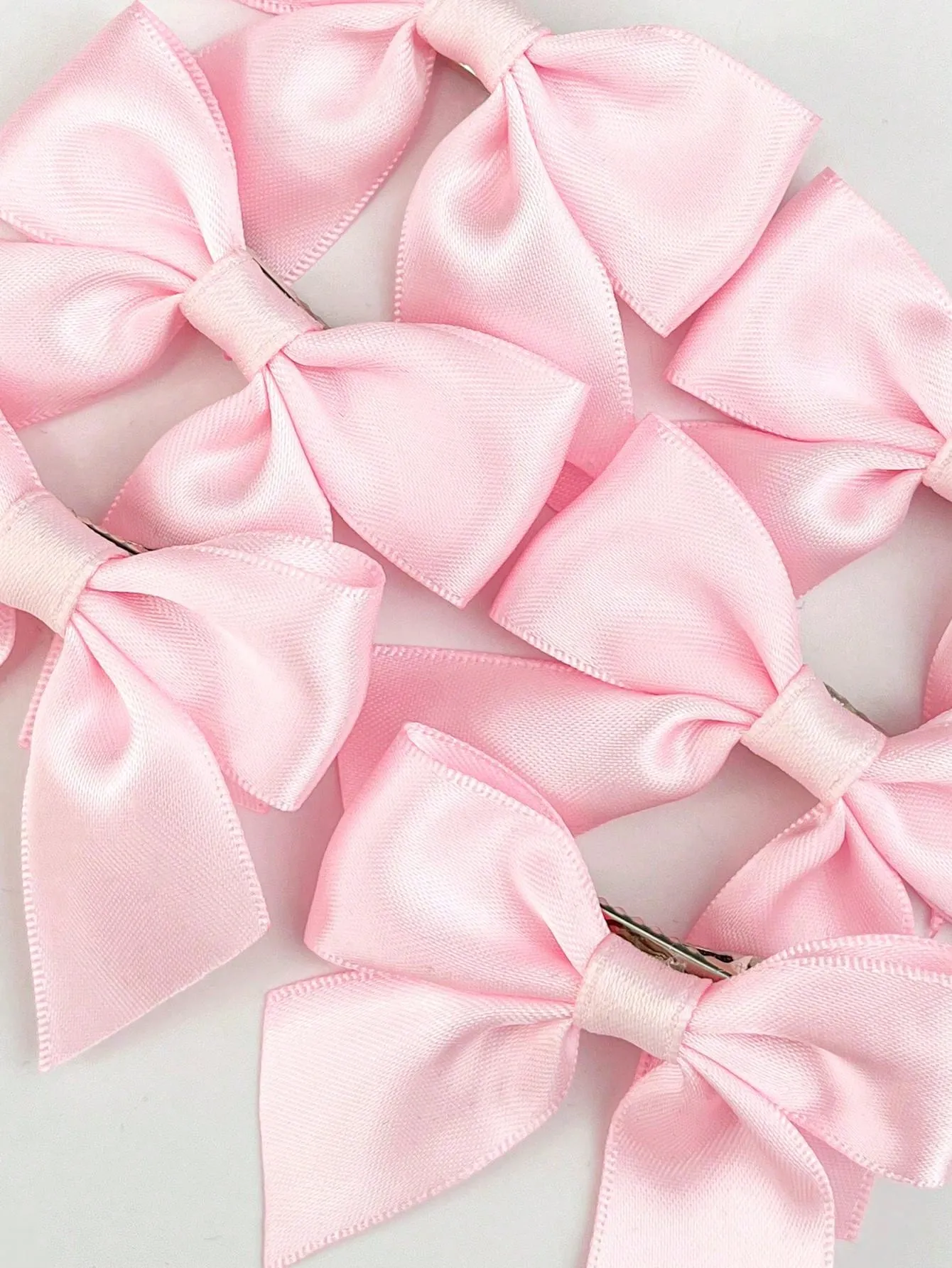 6pcs Women's Pink Satin Ribbon Ballet Style Bow Hair Clips for Women Barrette