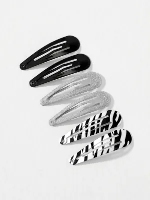 6pcs Zebra Striped Hair Clip for Women Barrette Styling Hair Accessories