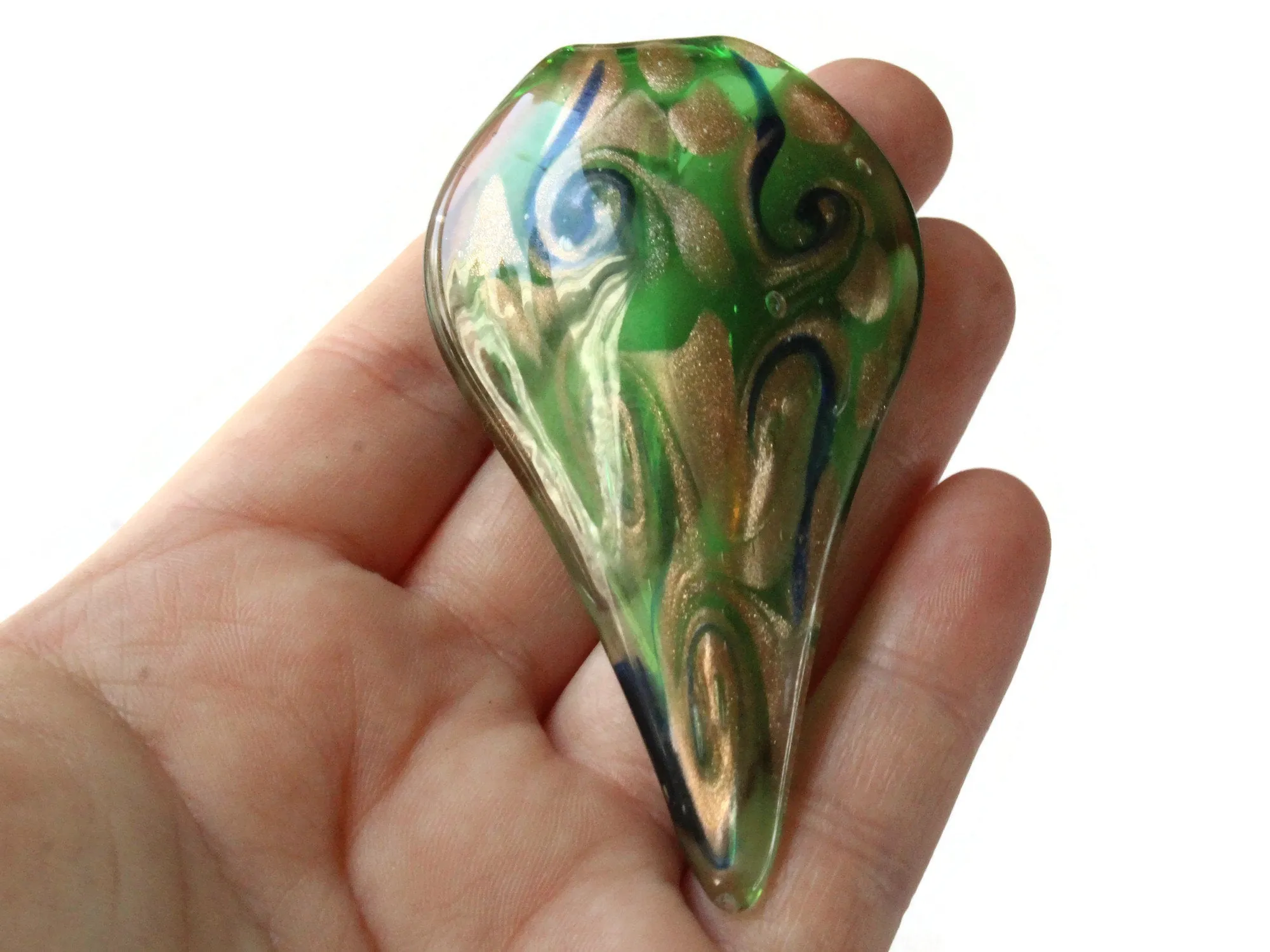 72mm Green Foil Glass Drip Pendant