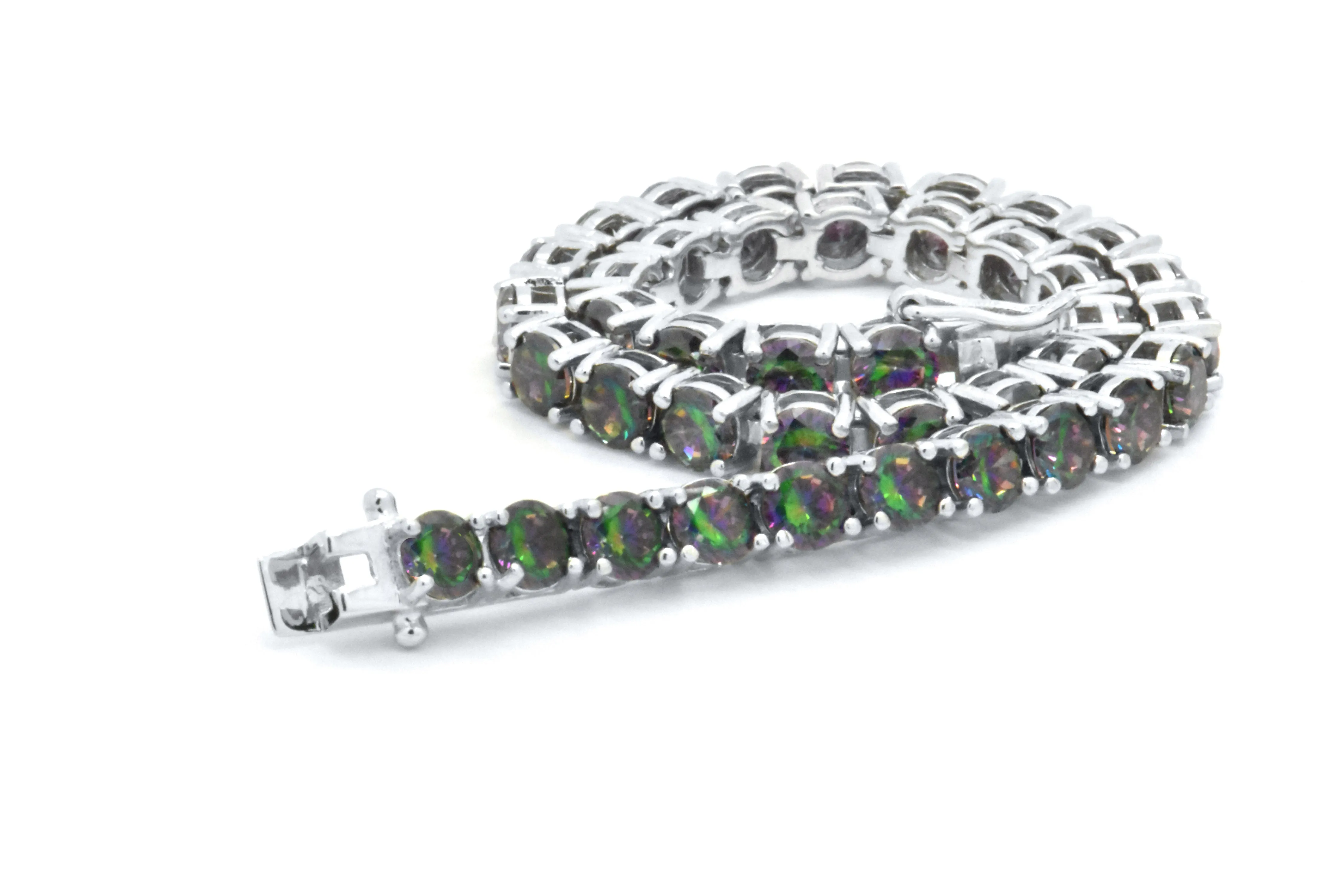 925 Sterling Silver Rainbow Topaz 5mm wide Tennis Bracelet