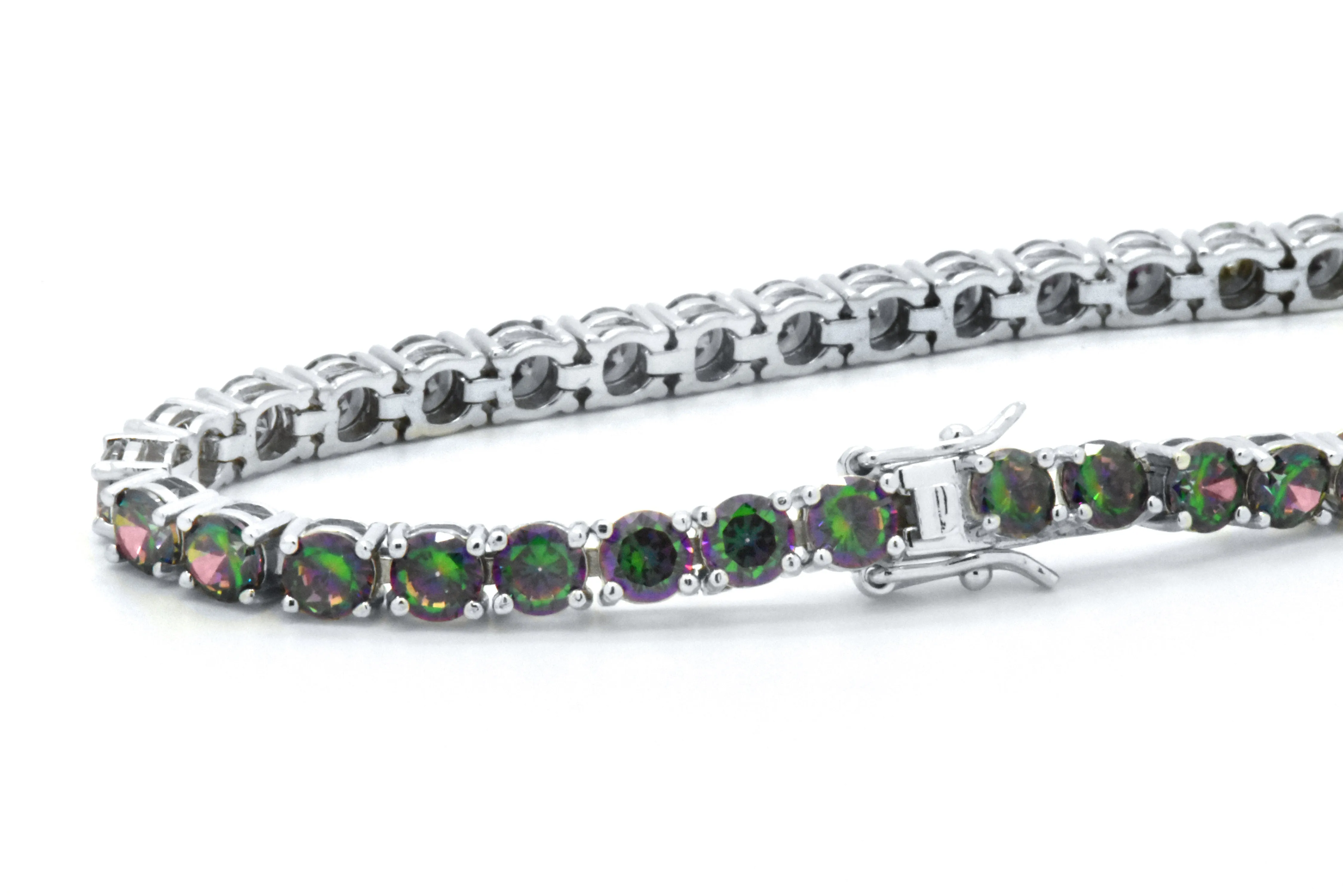 925 Sterling Silver Rainbow Topaz 5mm wide Tennis Bracelet