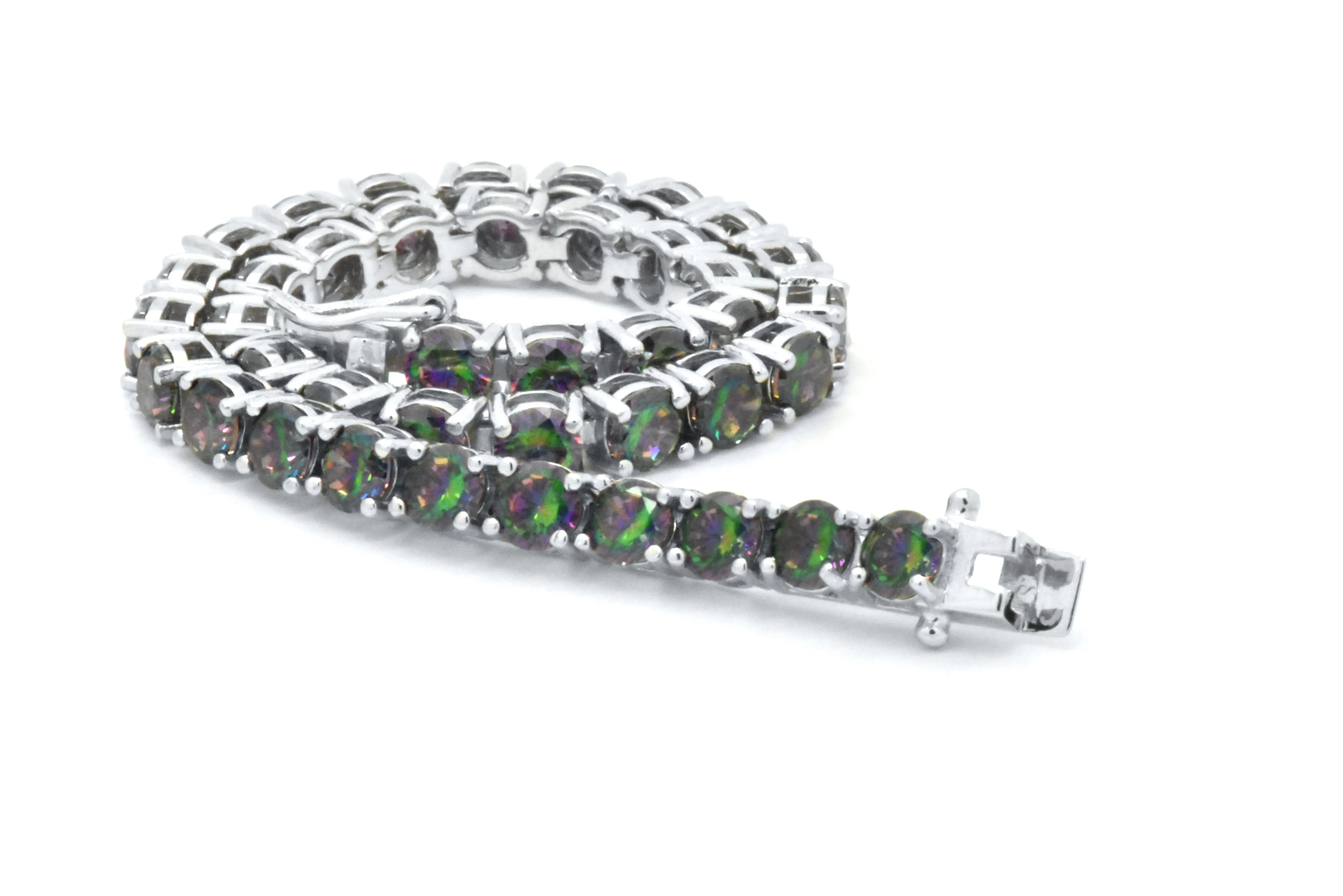 925 Sterling Silver Rainbow Topaz 5mm wide Tennis Bracelet