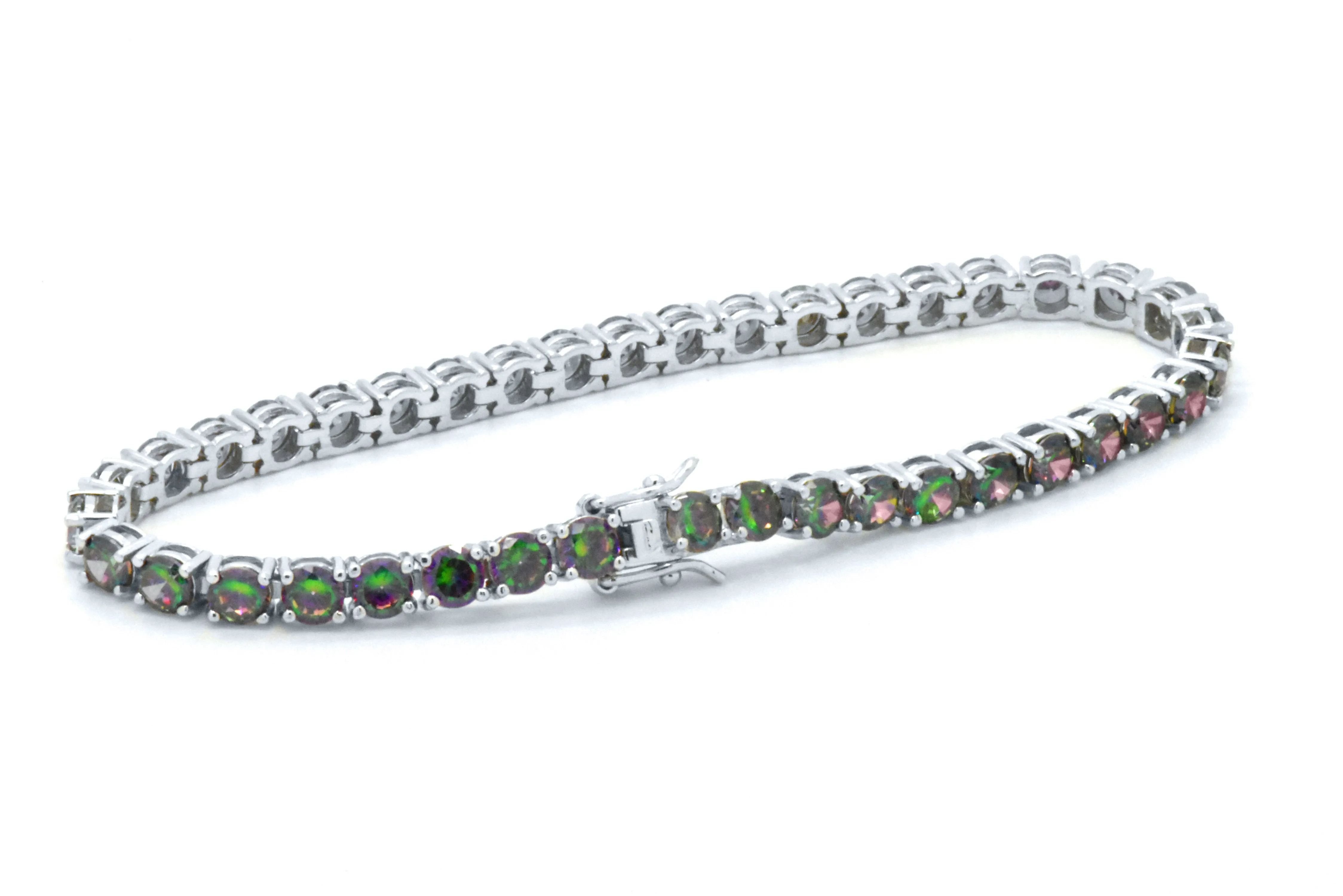 925 Sterling Silver Rainbow Topaz 5mm wide Tennis Bracelet