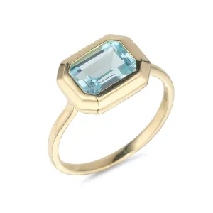 9kt Gold Sky Blue Topaz Ring 8x6