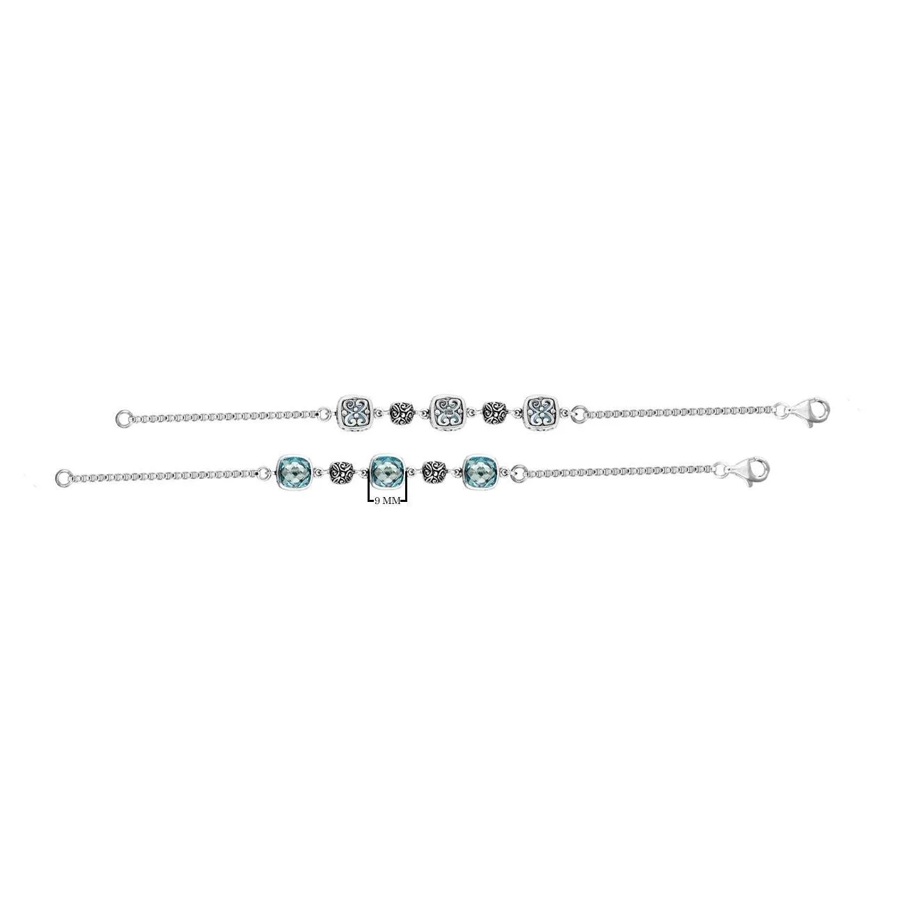 AB-9007-BT Sterling Silver Bracelet With Blue Topaz Q.