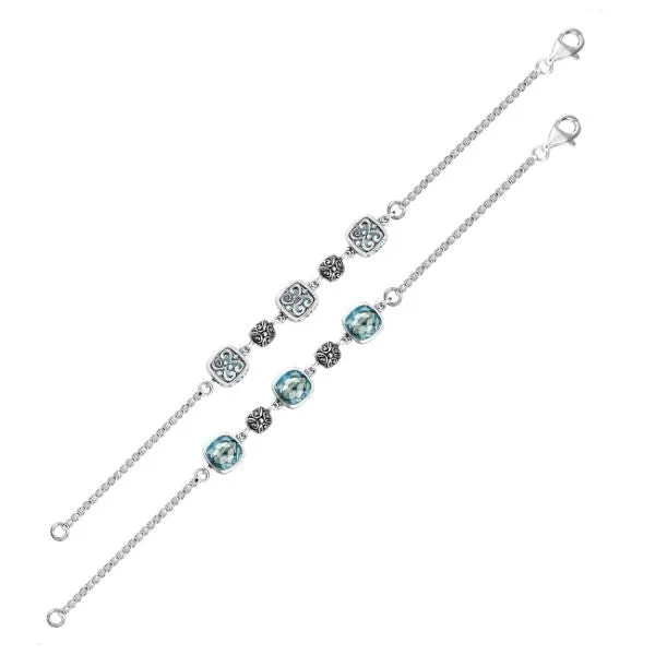 AB-9007-BT Sterling Silver Bracelet With Blue Topaz Q.
