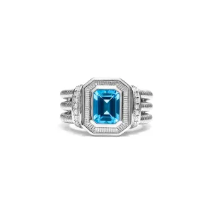 Adrienne Ring with Swiss Blue Topaz and Diamonds